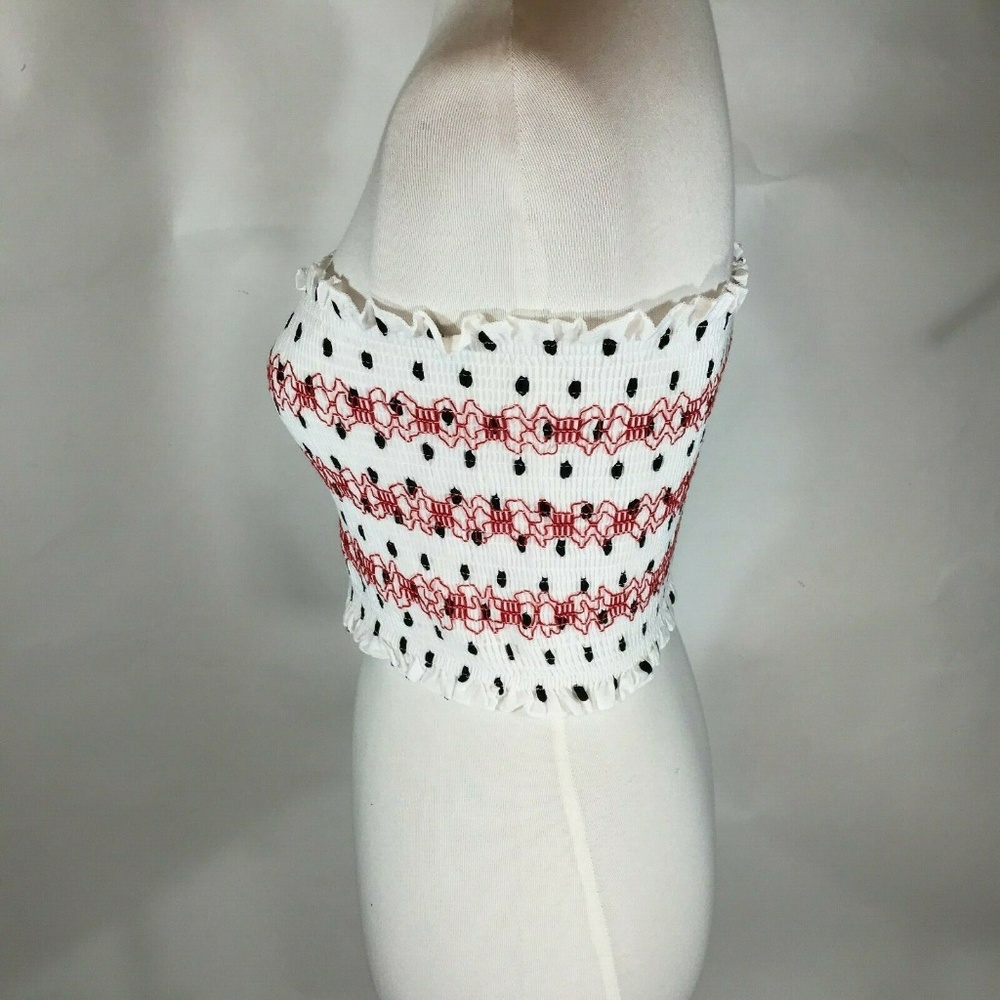Topshop Smocked Embroidery Tube Top Sz 8,10 White - Picture 3 of 5